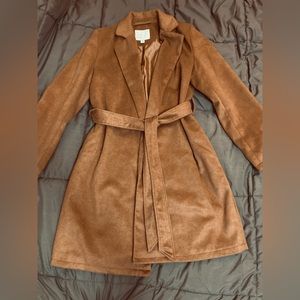 A NEW DAY Cognac brown wool long line peacoat